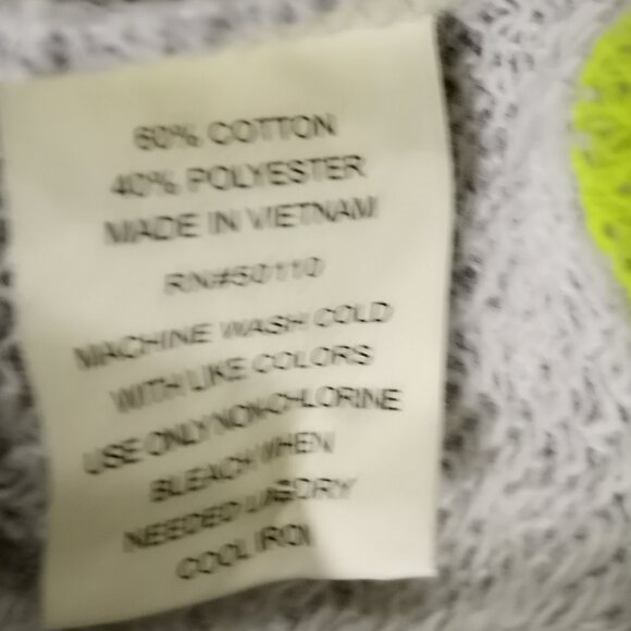 FEATHERS COTTON POLYESTER BLEND GREY & NEON 26 SWEATSHIRT WOMEN SIZE M - Picture 2 of 7